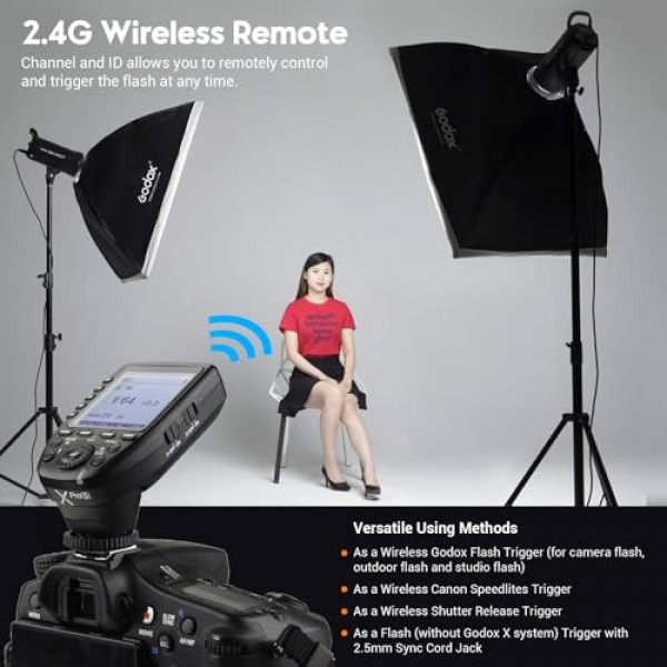 Sony 카메라용 Godox XPro-S TTL 무선 플래시 트리거, 2.4G 무선 플래시 송신기 HSS 1/8000s, TTL 변환 수동 기능, 11가지 사용자 정의 기능, 대형 LCD 화면, 16개 그룹 및 32개 채널