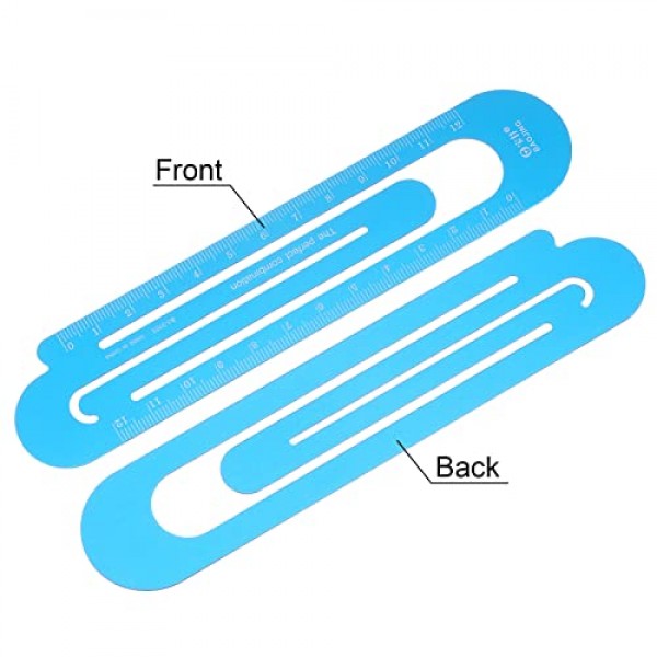 HARFINGTON 직선 눈금자 12cm 미터법 알루미늄 합금 눈금자 양쪽에 빈 종이 클립 디자인 책갈피 어린이를위한 측정 도구 학습 교실 사무실, 하늘색