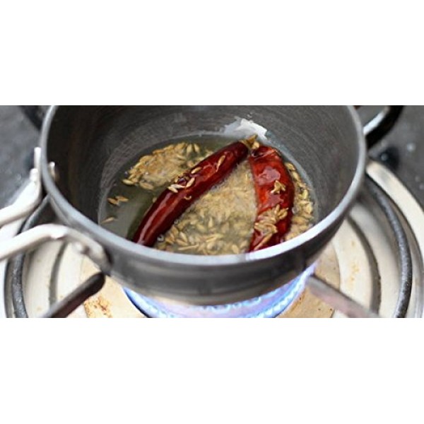 Khandekar 경질 양극산화 타드카 팬, 붙지 않는 미니 프라이팬, 향신료 로스팅 팬, 긴 손잡이가 있는 Vagharia - 11인치(27.5cm)