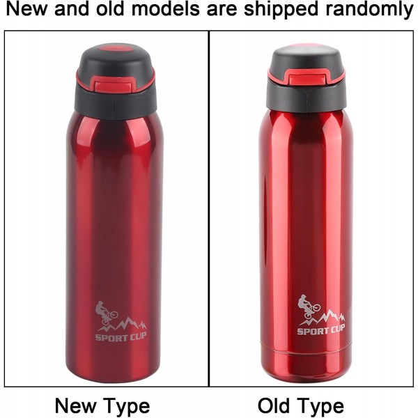 TOPINCN 물 컵, 스포츠 물병 스테인레스 스틸 휴대용 병 진공 절연 마시는 컵 머그잔 선물 여행 사무실 야외 500ml (빨간색)