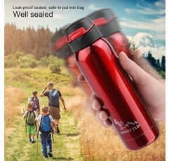 TOPINCN 물 컵, 스포츠 물병 스테인레스 스틸 휴대용 병 진공 절연 마시는 컵 머그잔 선물 여행 사무실 야외 500ml (빨간색)