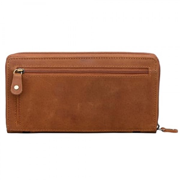 STILORD 'Ashley' 가죽 지갑 여성용 RFID 보호 NFC 지갑 여성용 빈티지 지갑 선물 상자에 독서 보호 기능이 있는 풍경 정품 가죽, 모래 - 갈색, 동전 지갑