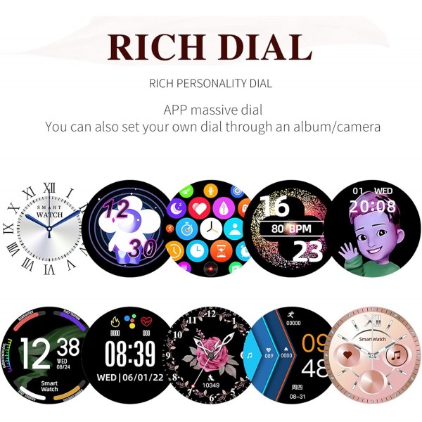 여성용 스마트 시계 블루투스 통화 심박수 수면 추적기 다이아몬드 피트니스 시계 스포츠 모드 여성용 Android 및 iOS Smartwatch 럭셔리 시계
