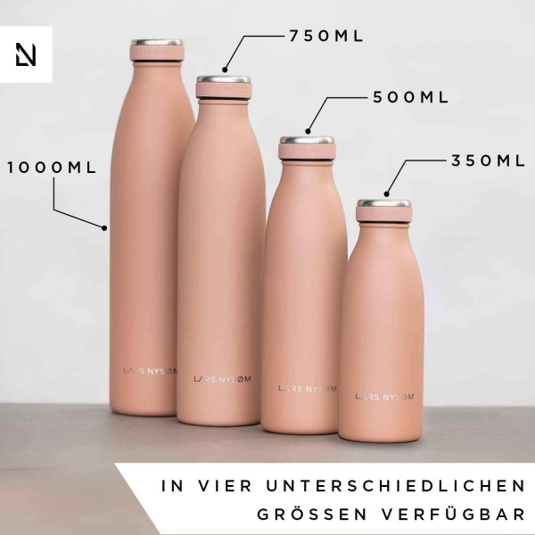 LARS NYSØM 스테인리스 물병 350ml, 500ml, 750ml, 1L, 1 5리터 | 탄산에 적합한 BPA 프리 보온병 | 스포츠용, 아웃도어용, 통학용 누수방지 물병 (네이비, 750ml) 750ml 네이비