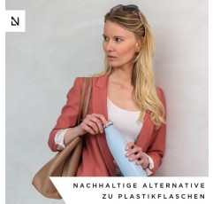 LARS NYSØM 스테인리스 물병 350ml, 500ml, 750ml, 1L, 1 5리터 | 탄산에 적합한 BPA 프리 보온병 | 스포츠용, 아웃도어용, 통학용 누수방지 물병 (네이비, 750ml) 750ml 네이비