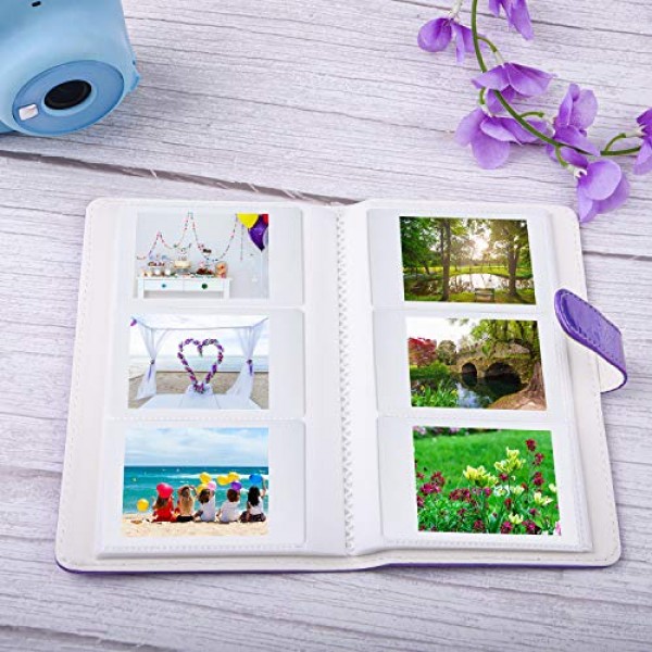 지갑 PU 가죽 사진 앨범 Fujifilm Instax Mini 12 11 9 8 90 26 즉석 카메라 필름, 폴라로이드 스냅 Zip Z2300 PIC-300 필름(밝은 보라색)과 호환 가능