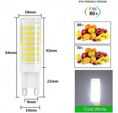 BANGSHUO 팩 10 G9 LED 전구, 9W(85W 등가), 조광 불가, 멋진 흰색 6000K, 850루멘 G9 AC220-240V, 360도