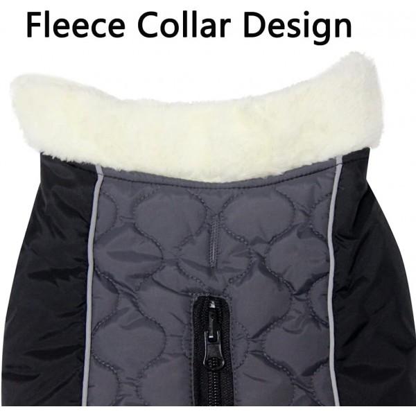 JoyDaog 플리스 칼라 겨울용 그레이 L L 그레이 용 포켓 방수 강아지 자켓이있는 중간 개를위한 따뜻한 개 코트