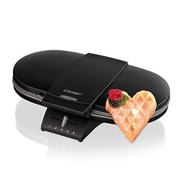 Cloer 1320 클래식 와플 2개용 더블 와플 다리미 / 1200W/와플 크기 15.5cm / 광학 마감 메시지, 스테인레스 스틸, 블랙 & 6269 샌드위치 메이커 XXL / 1800W / 샌드위치 4개용