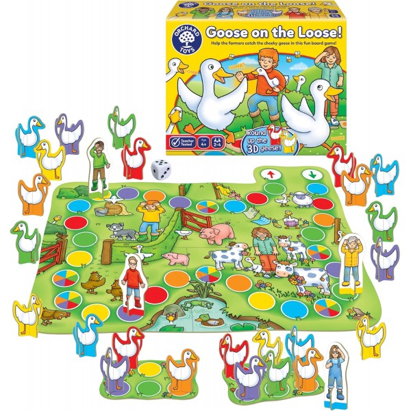 Orchard Toys Goose on the Loose, 가족 보드 게임, 가족 놀이, 교육용 컬러 매칭 게임, 4세 이상 어린이용 싱글