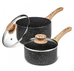 MICHELANGELO 소스팬 세트+뚜껑, 붙지 않는 1쿼트 및 2쿼트 뚜껑 있는 소스팬 세트, 뚜껑 있는 작은 소스 냄비, 붙지 않는 소스팬 1쿼트 및 2쿼트, 석재 코팅 소스팬 세트, 뚜