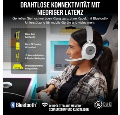 Corsair HS55 무선 게임용 헤드셋 - 낮은 대기 시간 2.4GHz 무선 또는 Bluetooth, Dolby® 오디오 7.1 서라운드 사운드, 경량, 전방향 마이크, 액세스 가능한 버튼 - 흰색 HS55 WIRELESS 