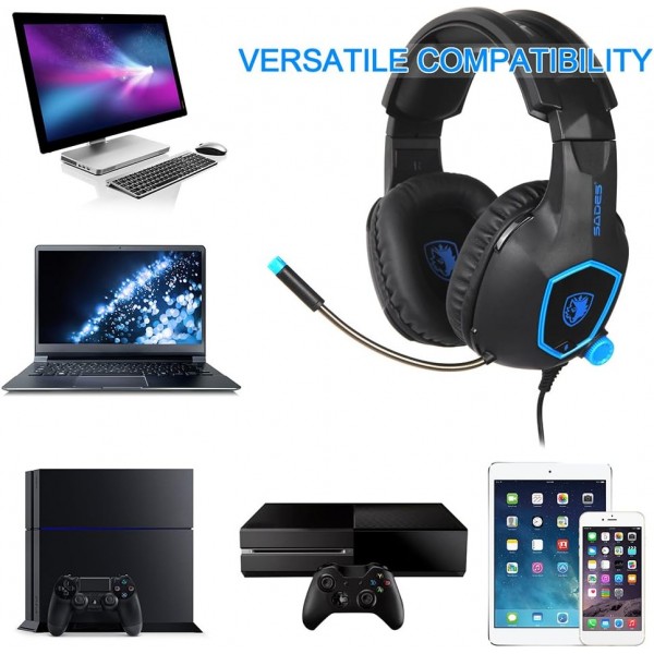 Docooler 게임용 헤드폰 PS4용 볼륨 조절 기능이 있는 유선 3.5mm 오버 이어 노이즈 캔슬링 헤드폰 - 새로운 스마트폰 Xbox ONE