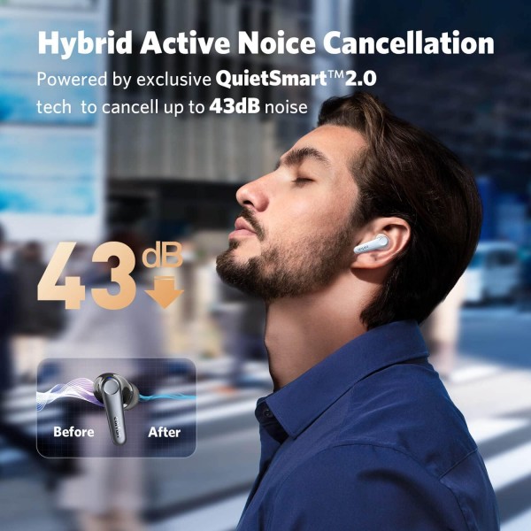 EarFun Air Pro 3 인이어 블루투스 헤드폰 - 43dB 하이브리드 액티브 노이즈 캔슬링, 하이파이 사운드 Qualcomm aptX Adaptive, 마이크 6개 CVC 8.0 통화, 다지점, 45시간 배터리, 앱 제