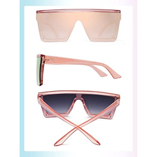 JIM HALO 플랫 탑 실드 선글라스 남성용 및 여성용 스퀘어 미러 무테 안경