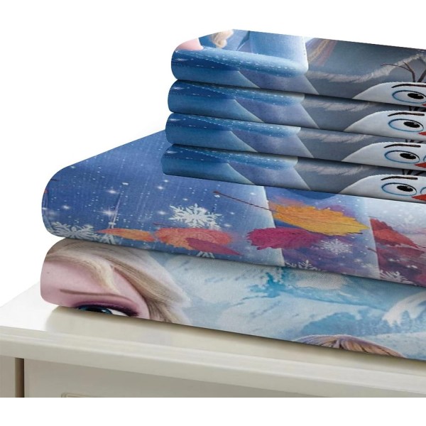 냉동 인쇄 침구 세트 어린이를위한 3D 이불 커버 소년 소녀 엘사 이불 커버 럭셔리 소프트 침대보 커버 Bedroam Collection 지퍼가있는 3 피스 세트 Ciosure Soft Microfiber King(220x