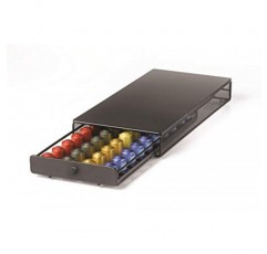 멋진 소형 네스프레소 오리지널 라인 캡슐 서랍 - 블랙, 40 캡슐 포드 팩 홀더, 비구동식 슬라이딩 서랍, 커피 포트 보관함 아래, 가정용 주방 카운터 정리함