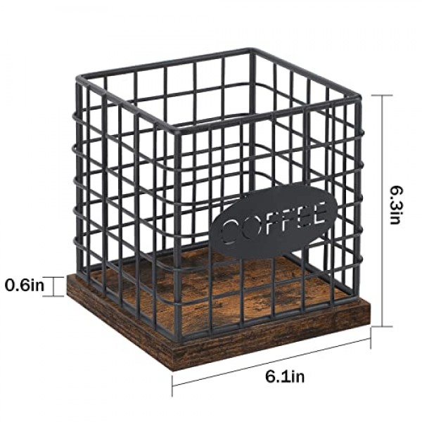K 컵 홀더 정리함, 튼튼한 커피 포드 홀더 정리함, 주방 카운터 및 사무실 데스크탑용 35Kcup 대용량 보관 바구니(사각 격자)
