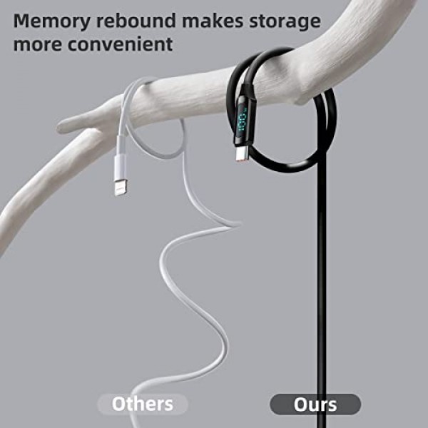 USB C - USB C 케이블(100W 5A), USB 2.0 실리콘 유형 C 충전 케이블(LED 디스플레이 포함) iPhone 15 Plus Pro Max MacBook Air/Pro iPad Air/Mini Galaxy S22/S23 Pixel용 6피트 고속 충전 케이블