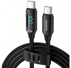 USB C - USB C 케이블(100W 5A), USB 2.0 실리콘 유형 C 충전 케이블(LED 디스플레이 포함) iPhone 15 Plus Pro Max MacBook Air/Pro iPad Air/Mini Galaxy S22/S23 Pixel용 6피트 고속 충전 케이블