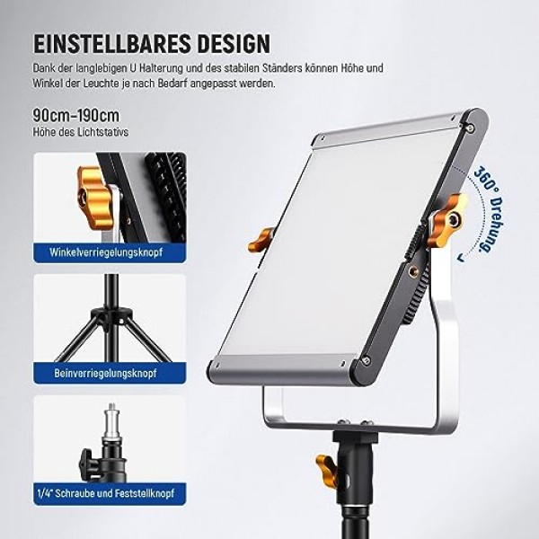 Neewer LED 비디오 조명 조명 세트: 조광 가능 2색 LED 패널 3200-5600K CRI 96+ 2m 사진 스튜디오 인물 사진용 조명 스탠드 및 소프트박스 디퓨저 YouTube 비디오