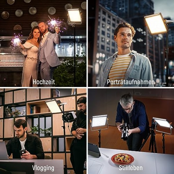 Neewer LED 비디오 조명 조명 세트: 조광 가능 2색 LED 패널 3200-5600K CRI 96+ 2m 사진 스튜디오 인물 사진용 조명 스탠드 및 소프트박스 디퓨저 YouTube 비디오