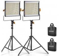 Neewer LED 비디오 조명 조명 세트: 조광 가능 2색 LED 패널 3200-5600K CRI 96+ 2m 사진 스튜디오 인물 사진용 조명 스탠드 및 소프트박스 디퓨저 YouTube 비디오
