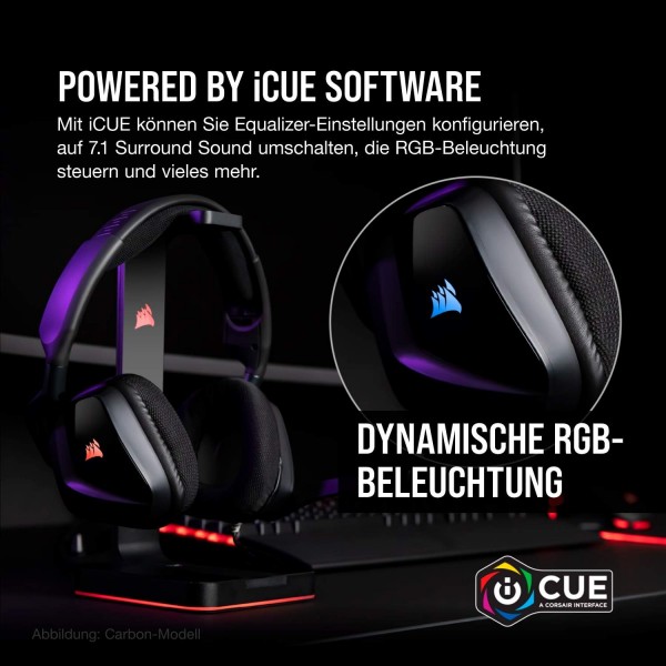 Corsair Void Elite RGB USB 게임용 헤드셋(PC, Xbox One, PS4, Switch 및 모바일 장치용 7.1 서라운드 사운드, iCUE RGB 조명, 극세사 및 메모리 폼 이어 패드) 카본, 블랙 VOID ELITE USB 헤