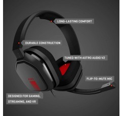 ASTRO Gaming A10 게이밍-헤드셋, Schwarz/Rot, PC(리뉴얼)