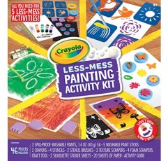 Crayola Less Mess Painting 활동 키트(46개), 어린이 미술 세트, 빨 수 있는 어린이 페인트, 어린이를 위한 선물, 4세 이상