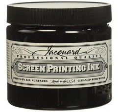 Jacquard 프로페셔널 스크린 인쇄 잉크, 수용성, 16oz 병, 검정색 (117)