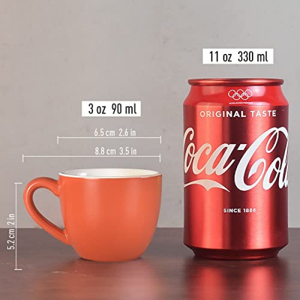 homEdge 미니 프로셀라인 에스프레소 컵, 3온스/90ml 작은 커피 머그 에스프레소용 데미타스, 차-오렌지