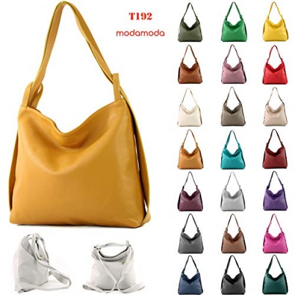 modamoda de - T192 - 여성용 이탈리안 2-in-1 가죽 백팩 백