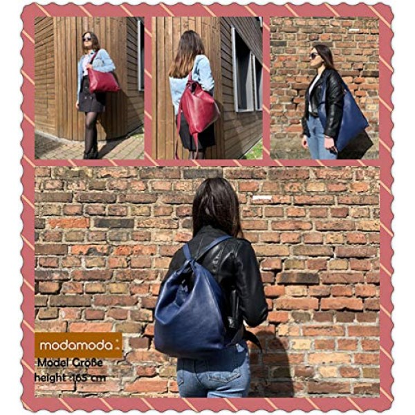 modamoda de - T192 - 여성용 이탈리안 2-in-1 가죽 백팩 백