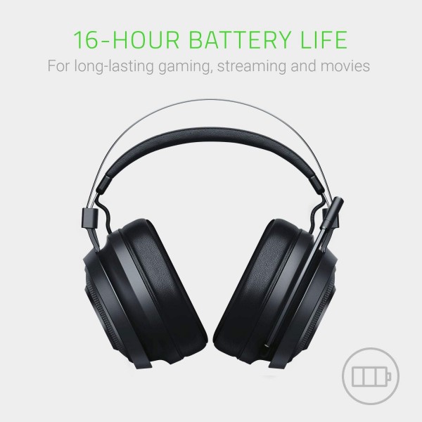 Razer Nari Essential Wireless 7.1 서라운드 사운드 게임용 헤드셋: THX Spatial Audio - 헤드밴드 및 회전 컵 - 자동 조정 - 플립 마이크 - PC, PS4, PS5 전용 - 블랙