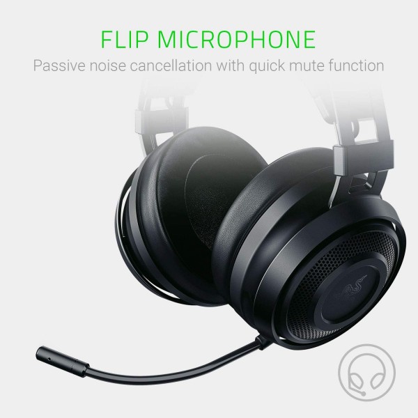 Razer Nari Essential Wireless 7.1 서라운드 사운드 게임용 헤드셋: THX Spatial Audio - 헤드밴드 및 회전 컵 - 자동 조정 - 플립 마이크 - PC, PS4, PS5 전용 - 블랙