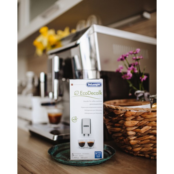 De'Longhi EcoDecalk 디스케일러, 커피 및 에스프레소 머신을 위한 친환경 범용 스케일 제거 솔루션, 2팩(팩당 1회 사용)