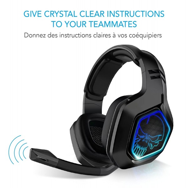 SPIRIT OF GAMER - XPERT-H900 - 헤드셋 프로게이머 헤드폰 - 강력한 저음 - 파란색 LED - 합성 가죽 - 유연한 마이크 - 12시간 자율성 - PS5 / PC / PS4