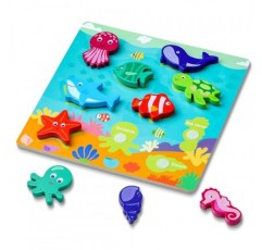 3세 이상 유아를 위한 MUSCELL 나무 퍼즐, 10PCS 해양 동물 찢기 & 찢기 나무 풀 컬러 퍼즐, 유아 퍼즐 학습 교육 유치원 장난감 소년 소녀를위한 선물