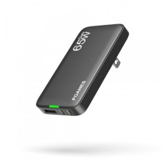 POANES 65W GaN USB C 충전기, USB C 및 USB A가 포함된 3포트 평면 USB 벽면 충전기, 초슬림 GaN 충전기 PD3.0&PPS, MacBook, 노트북, 태블릿, iPhone 15, Samsung용 여행용 접이식 플러그