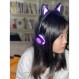 밝은 LED가 장착된 Olyre Kids 고양이 귀 헤드폰 스마트폰 태블릿 iPad 노트북용 3.5mm 오디오 케이블이 장착된 접이식 경량 헤드폰(퍼플 + 블랙)