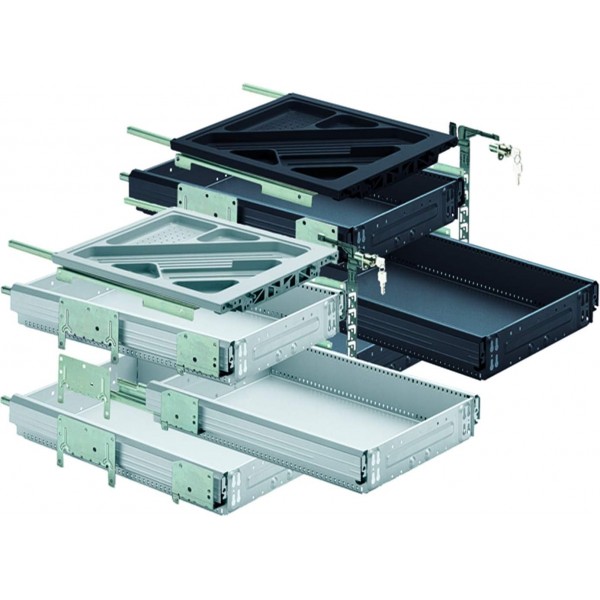 Hettich 41063 Systema TOP 2000 컨테이너 세트 SIL Sys, 전체 확장, ET 730, 검은색