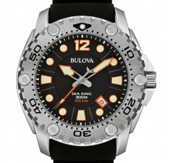 부로바 남성용 Sea King 아날로그 쿼츠 고무 시계