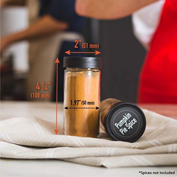 AllSpice 우드 스파이스 랙, 조리대 또는 벽걸이, 4온스 병 60개 포함 - 매트 화이트