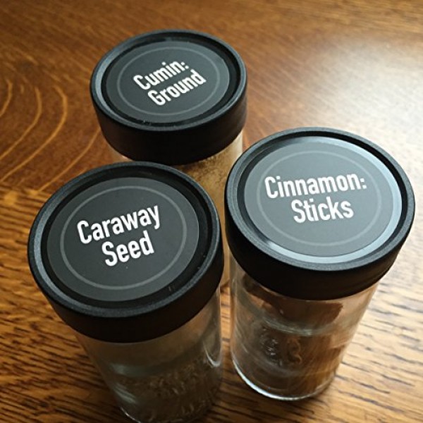 AllSpice 우드 스파이스 랙, 조리대 또는 벽걸이, 4온스 병 60개 포함 - 매트 화이트