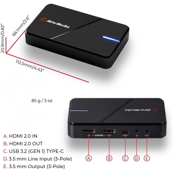 AVerMedia GC551G2 Live Gamer Extreme 3 - PS5, PS4/Pro, Xbox 시리즈 X/S에 VRR을 사용하여 카드 캡처, 1080p120 또는 4K30 스트리밍 및 녹화, OBS 스위치, PC 및 Mac과 호환 가능