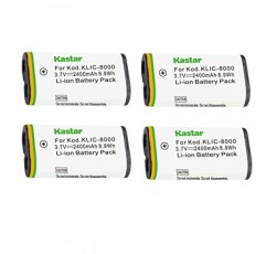 Kodak KLIC-8000 K8000 배터리, Kodak K7600-C, K8500-C 충전기, Kodak Z812 is, Z8612 is, 포켓 비디오 카메라 ZX1 카메라용 Kastar K8000 배터리 4팩 교체