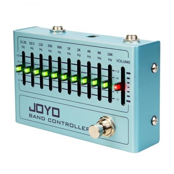 JOYO EQ 페달 10 밴드 이퀄라이저(31.25Hz-16kHz) 일렉트릭 기타 및 베이스용 4현/5현/6현/7현 기타(R-12) 포함