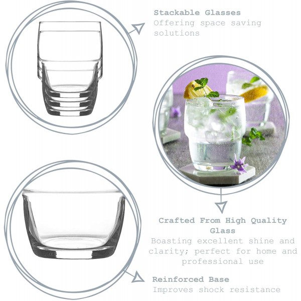 아르곤 식기 6x 340ml Apilado 스태킹 하이볼 글라스 - 모던 워터 주스 스피릿 글라스 드링크 하이볼 - 투명