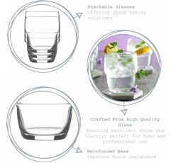 아르곤 식기 6x 340ml Apilado 스태킹 하이볼 글라스 - 모던 워터 주스 스피릿 글라스 드링크 하이볼 - 투명